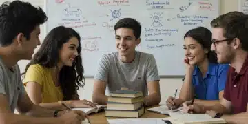 Diverse students collaborating on a project, representing holistic college application preparation.