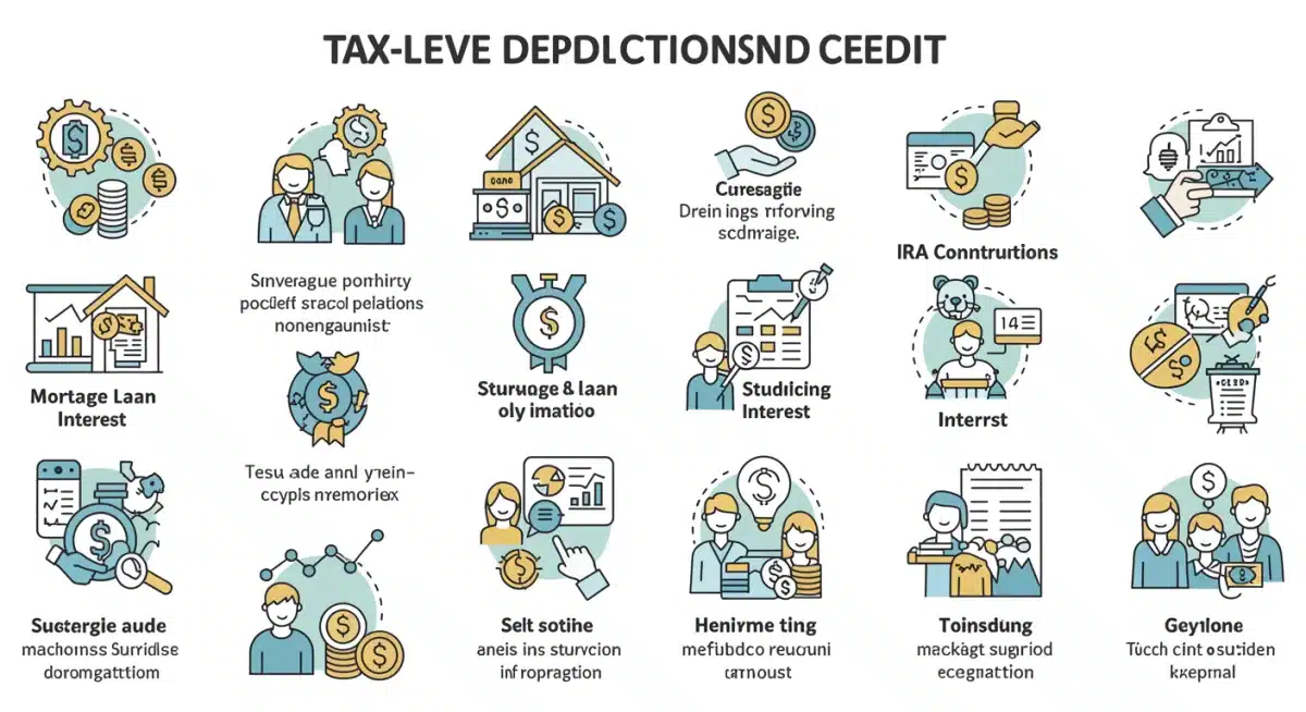 Infographic of common tax deductions and credits for mid-level earners