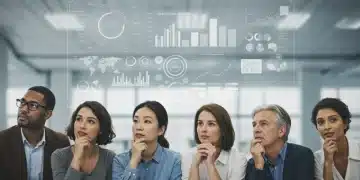 Group studying 2025 healthcare policy changes on a digital screen