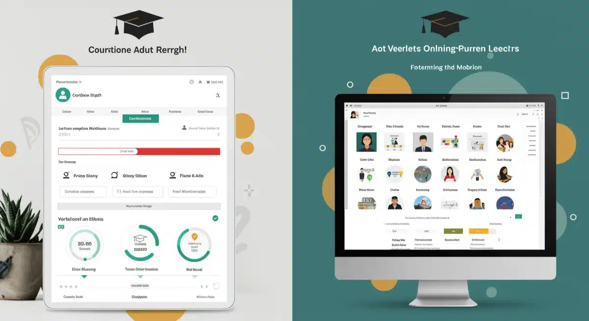Comparing features of two distinct online learning platform interfaces