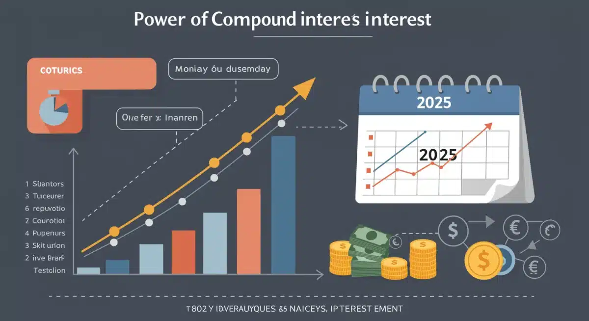 Compound interest growth in 401(k) over time