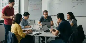 Diverse adults learning in a modern classroom, symbolizing adult education and workforce development.