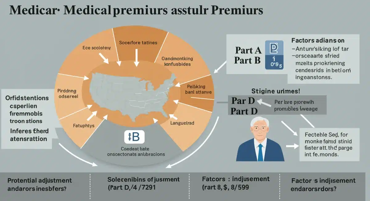 Infographic explaining Medicare premium components and adjustment factors