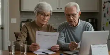 Senior couple reviewing 2026 Medicare premium adjustment documents