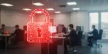 Urgent cybersecurity threat looms over small businesses, digital padlock icon