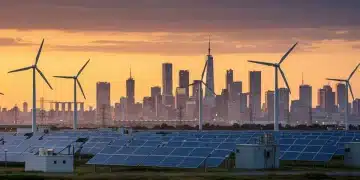 Futuristic city powered by renewable energy, symbolizing US government investment