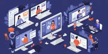 Diverse students interacting with various US online learning platforms on laptops and tablets, representing remote education trends in 2026.