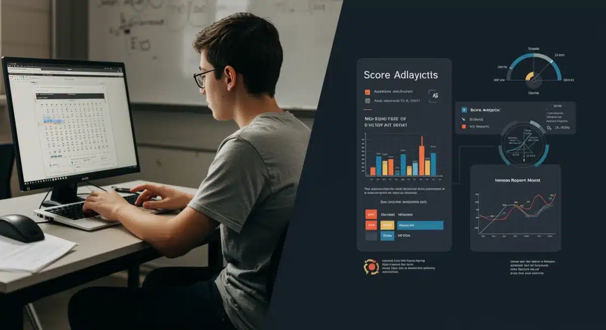 Student taking digital practice test and reviewing adaptive score report