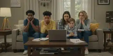 Family researching emergency rental assistance programs online