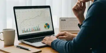 Person planning retirement on laptop, focusing on 401k contributions for 2026