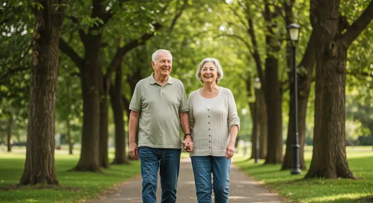Senior couple enjoying life with federal benefits support