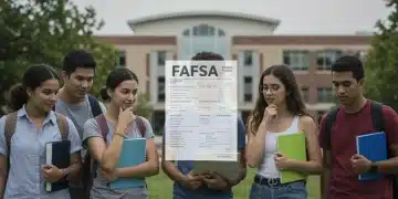 Students reviewing FAFSA information for college financial aid