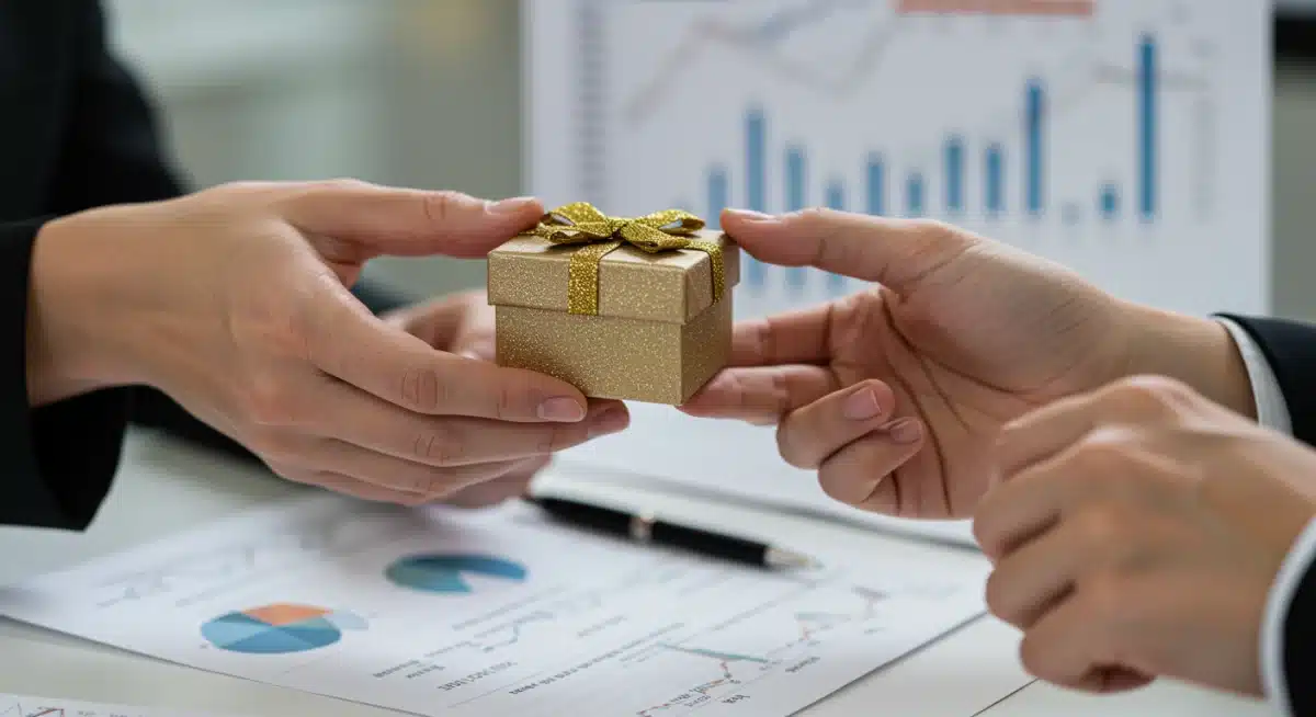 Symbolic image of gift exchange representing wealth transfer and financial implications