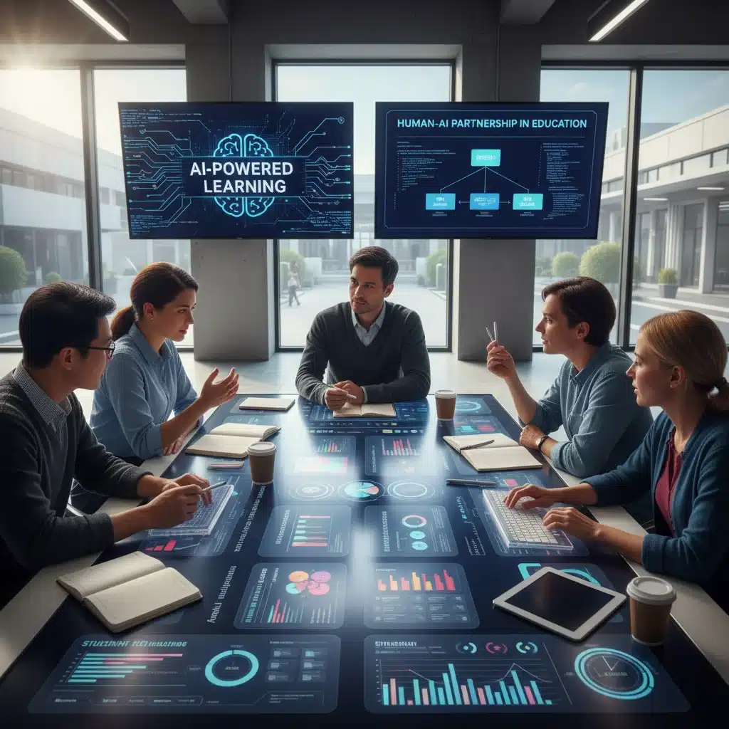 Educators collaborating with AI to refine personalized learning experiences