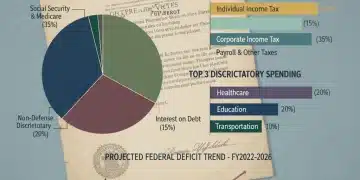 Detailed infographic illustrating Federal Budget 2026 spending, revenue, and deficit projections.