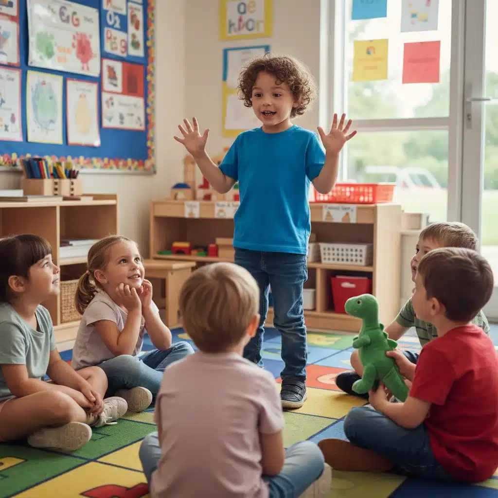 Preschool children engaging in story-telling and social interaction