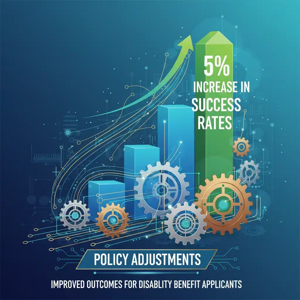 Graphic showing a 5% increase in disability application success rates due to policy changes