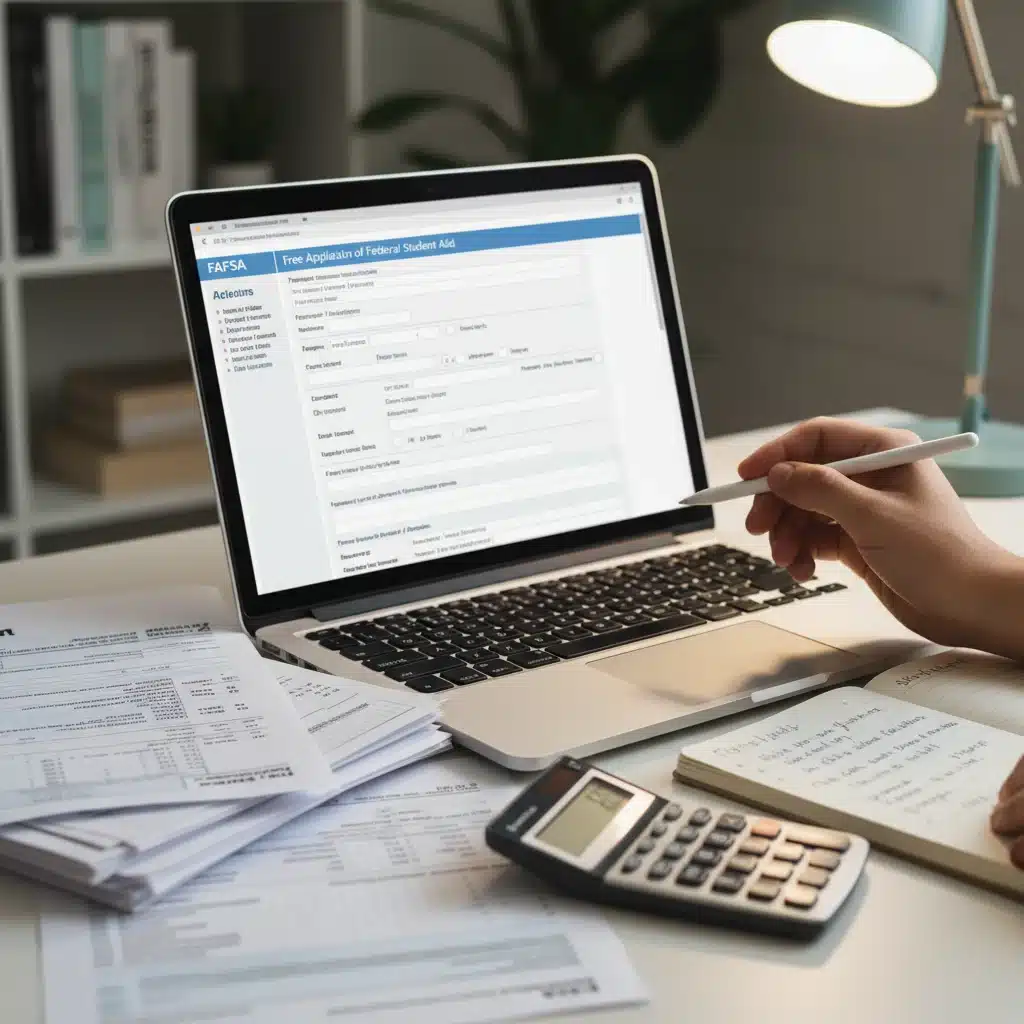 Person completing FAFSA form for financial aid