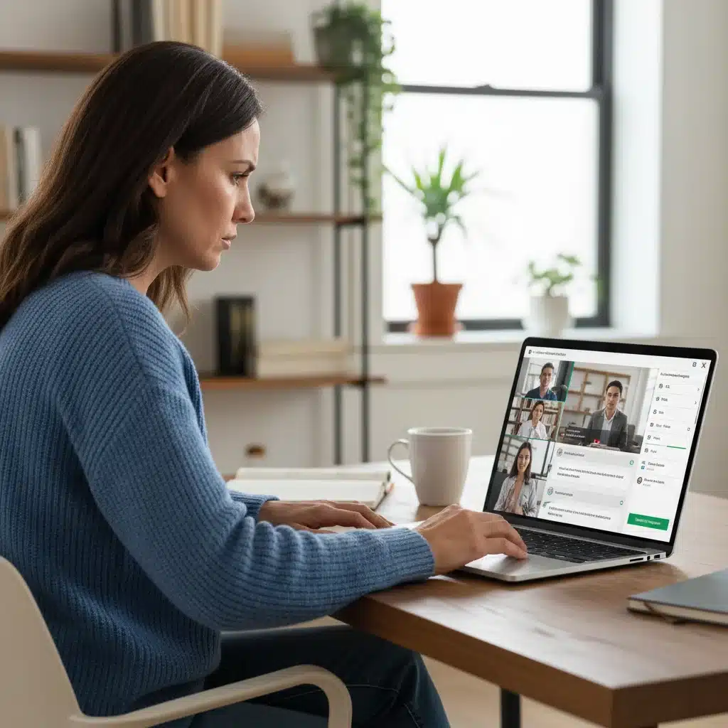 Adult learning online digital skills on a laptop