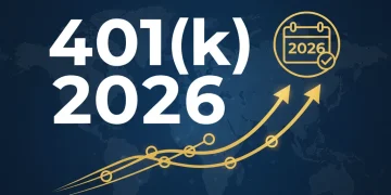 Financial graphic showing 401(k) 2026 contribution limits and investment growth