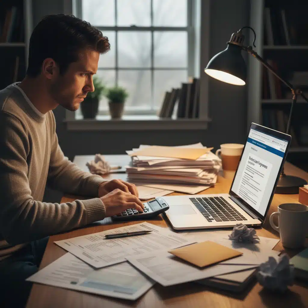 Individual diligently applying for student loan forgiveness programs online