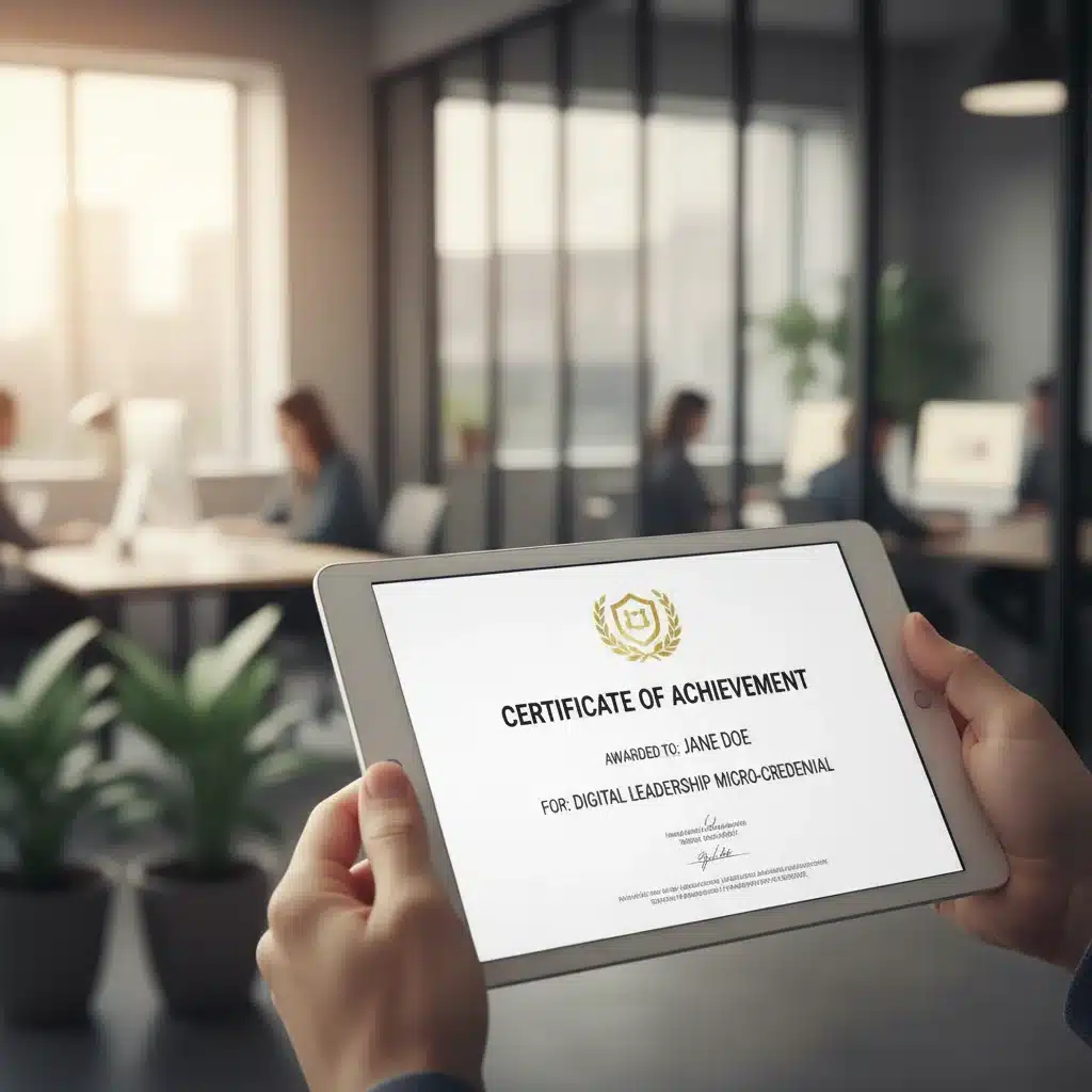 Digital micro-credential certificate on tablet