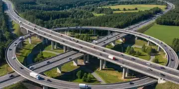 Modern highway interchange illustrating advanced transportation infrastructure in the US