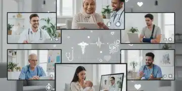 Patients engaging in telehealth consultations on various devices, representing increased healthcare access.