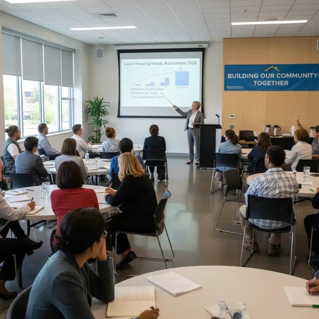 Community members engaging in a discussion about local housing needs and the federal initiative.