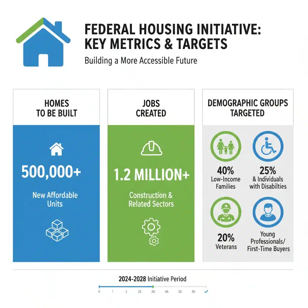 Infographic detailing the goals and impact of the Federal Housing Initiative.