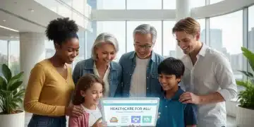 Diverse group reviewing ACA benefits on a tablet