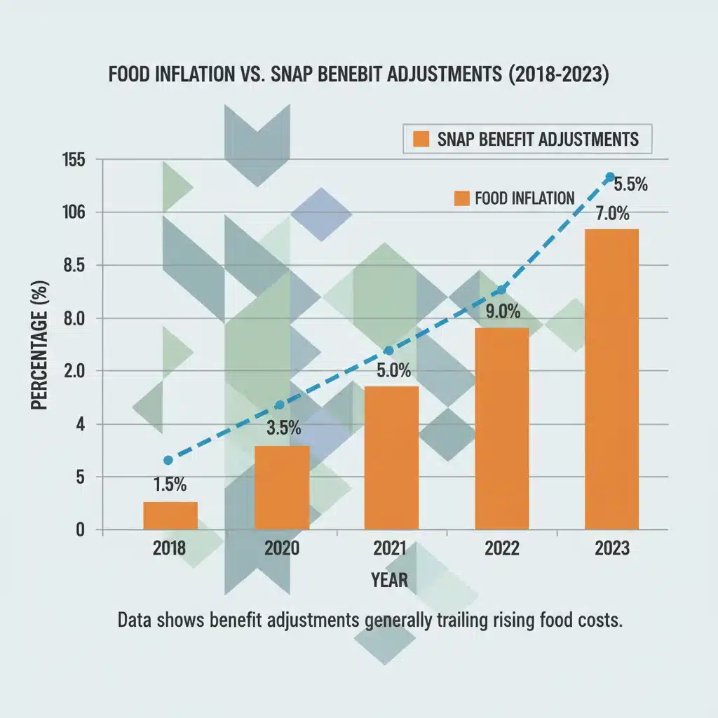 Graph illustrating food inflation and SNAP benefit adjustments