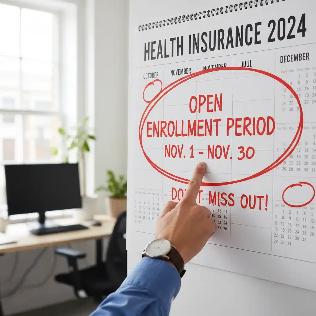 Open enrollment period highlighted on a calendar