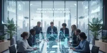 Professionals collaborating in a modern office, symbolizing future job market trends and skill development.