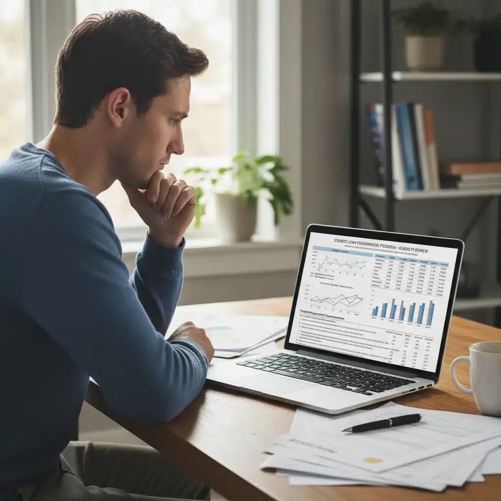 Individual reviewing student loan documents for forgiveness eligibility